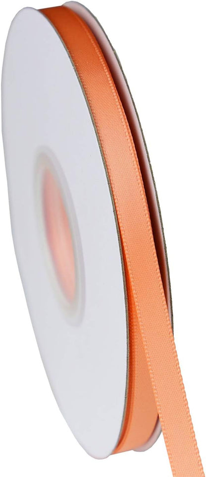 ITIsparkle 1/4" Inch Double Faced Satin Ribbon 50 Yards-Roll Set for Gift Wrapping Scrap Books Party Favor Hair Braids Baby Shower Decoration Floral Arrangement Craft Supplies, Peach Ribbon