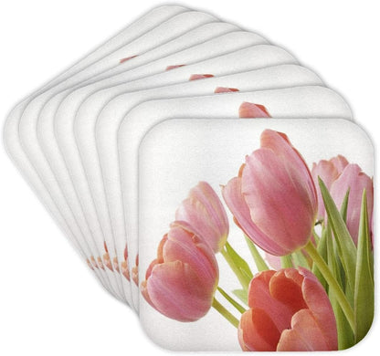 Florene Flowers - Pleasantly Pink Tulips - Set of 8 Coasters - Soft (CST_55218_2)