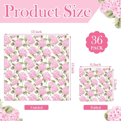 36 Sheet 6 Style Pink Floral Paper Napkins for Decoupage
