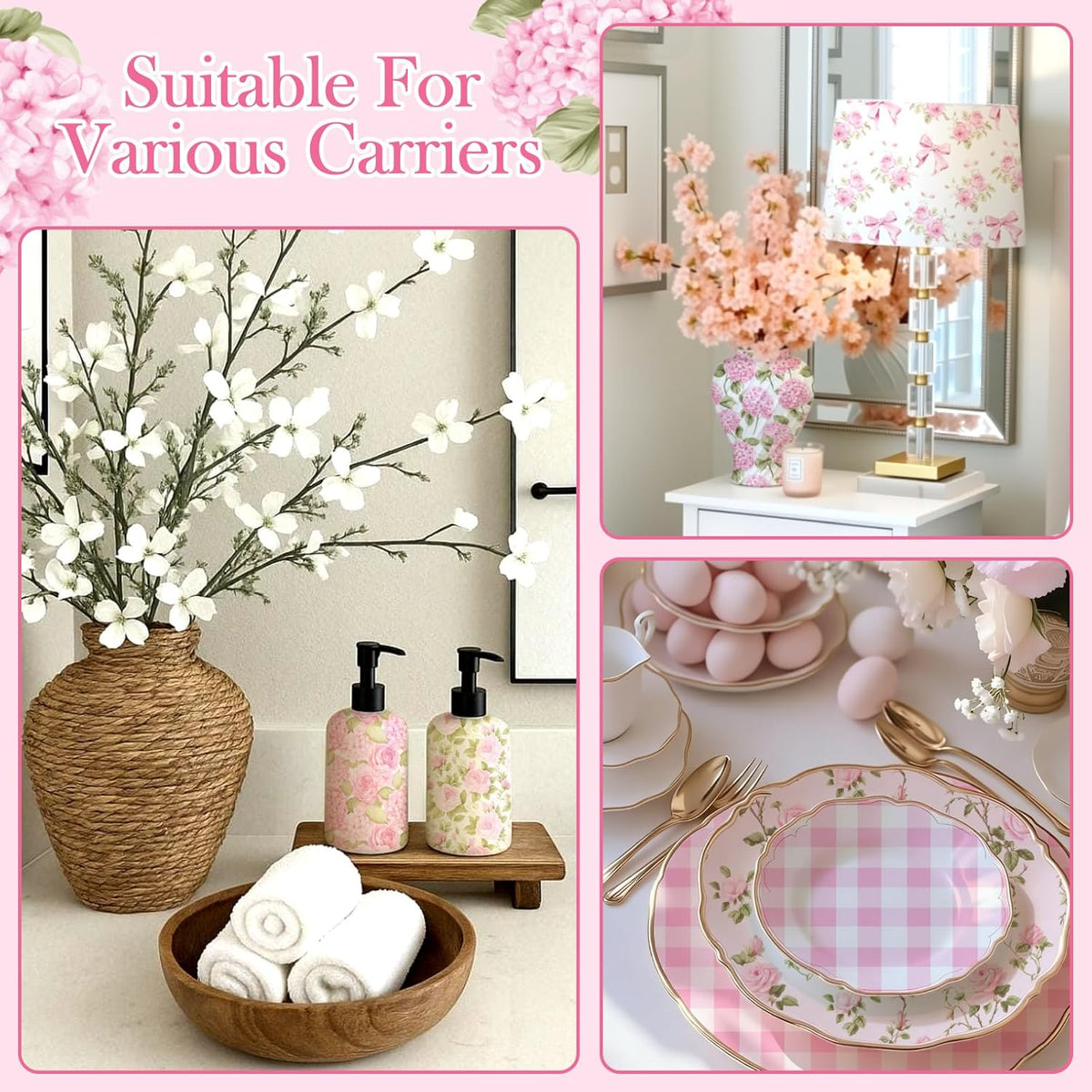 36 Sheet 6 Style Pink Floral Paper Napkins for Decoupage