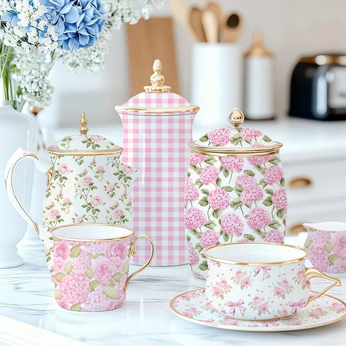 36 Sheet 6 Style Pink Floral Paper Napkins for Decoupage