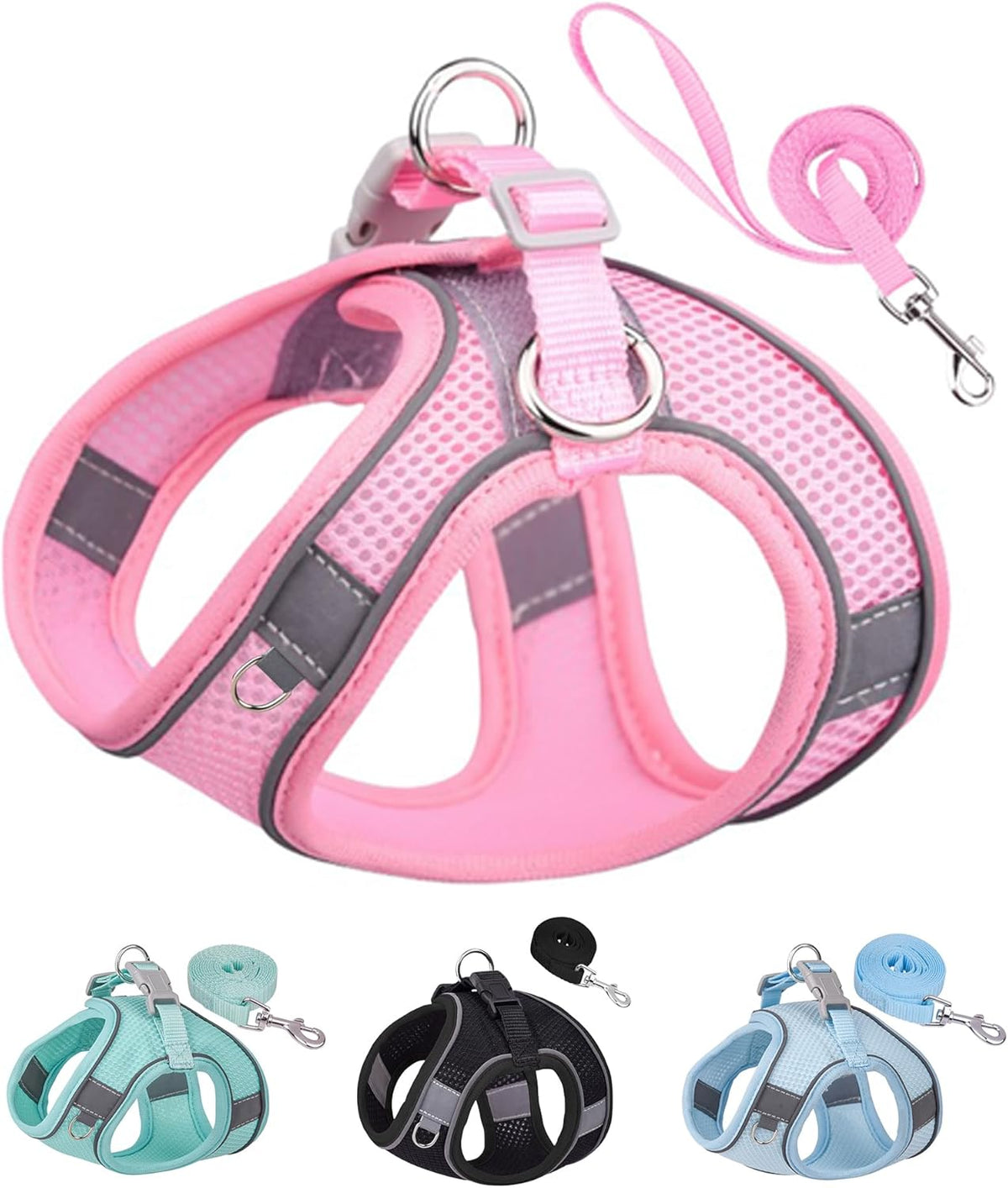 Dog Harness for Small Medium Dogs No Pull, Puppy Harness and Leash Set, Puppy Harness for Small Dogs, Step in Harness for Small Dogs, Small Dog Harness, mesh Dog Harness. (Pink, XS)