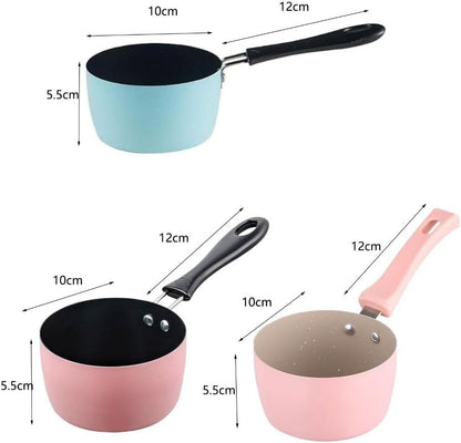 Mini Milk Coffee Warmer Nonstick Saucepan Milk Chocolate Coffee Butter Warmer with Handle Milk Pot Stockpot(Pink&Black)