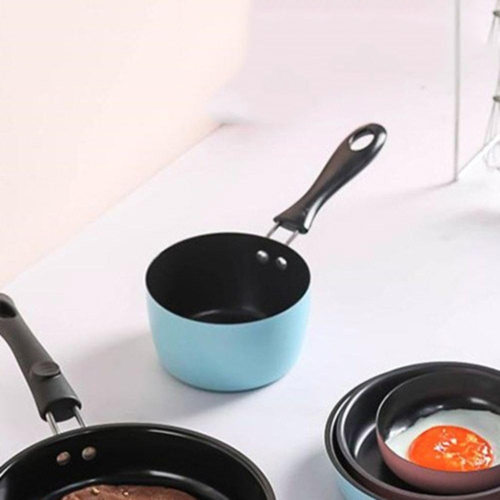 Mini Milk Coffee Warmer Nonstick Saucepan Milk Chocolate Coffee Butter Warmer with Handle Milk Pot Stockpot(Pink&Black)
