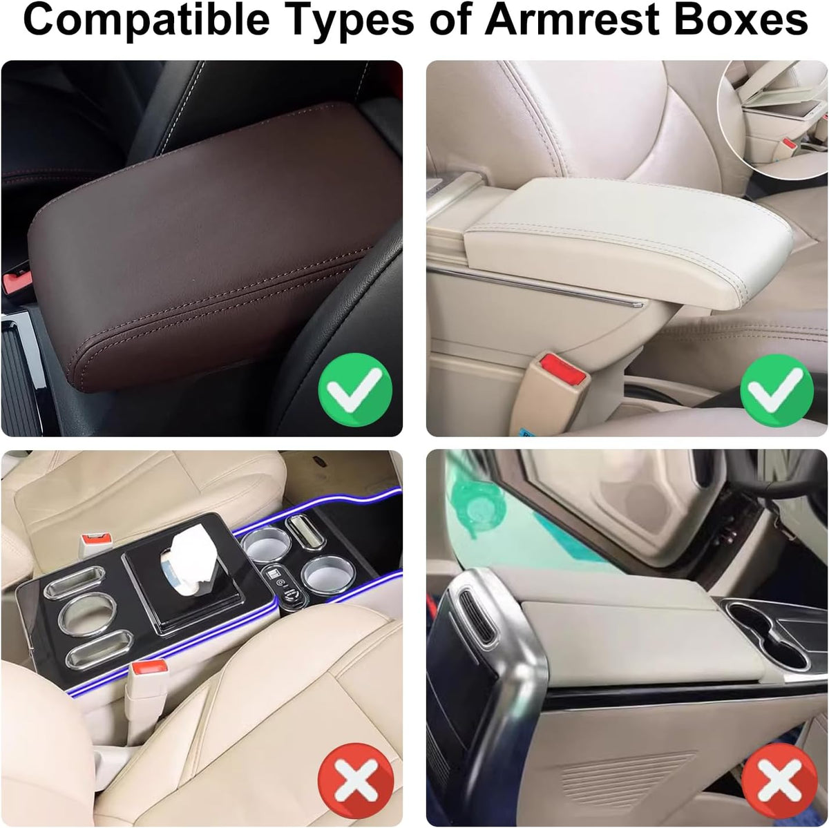 Bling Car Center Console Cover, Leather Car Arm Rest Cover Cushion with 2 Storage Bags, Middle Console Cover Universal Armrest Protector Pads, Bling Accessories for Most Vehicles (Pink)