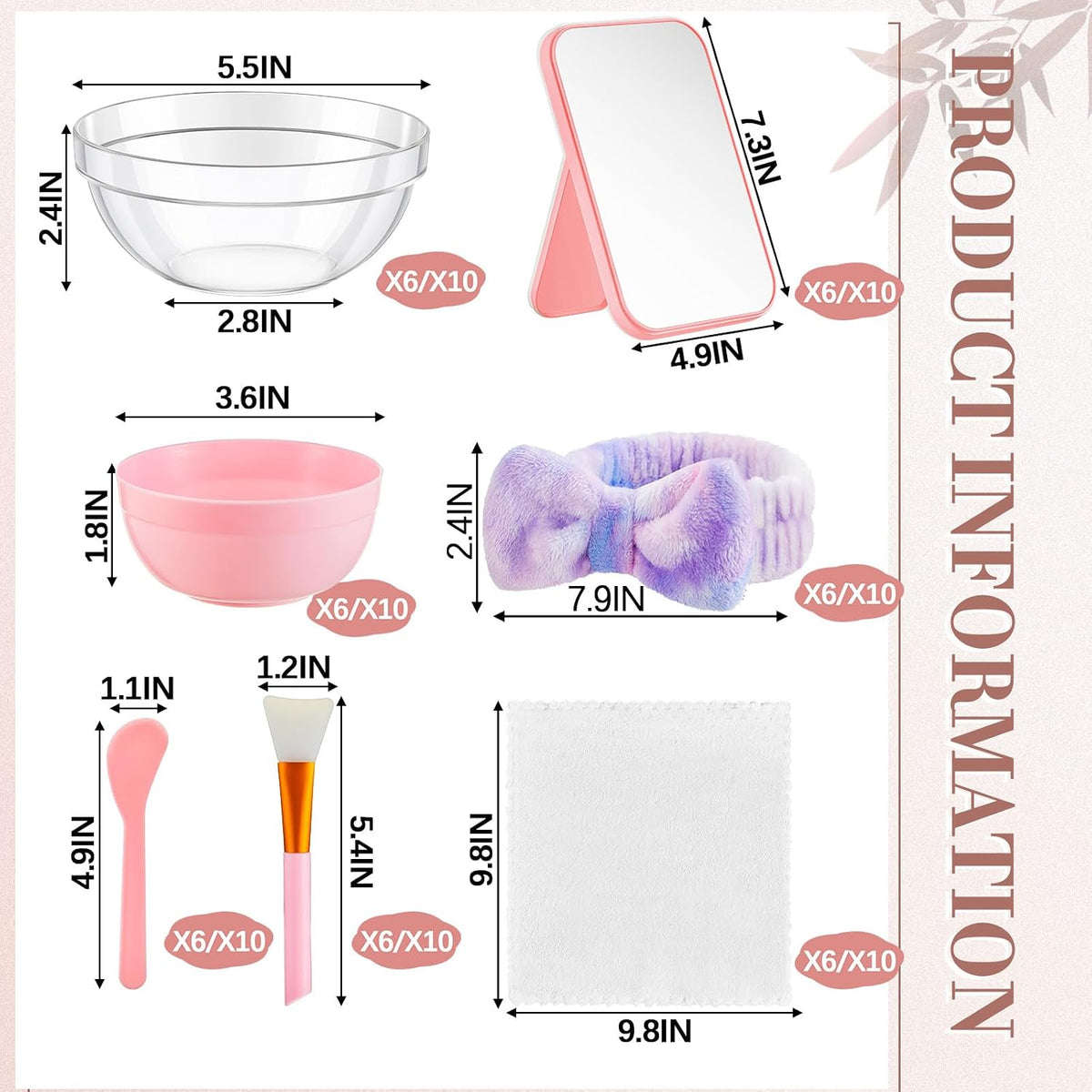 6 Kit Tie Dye Spa Party Supplies for Girls Women for Sleepover