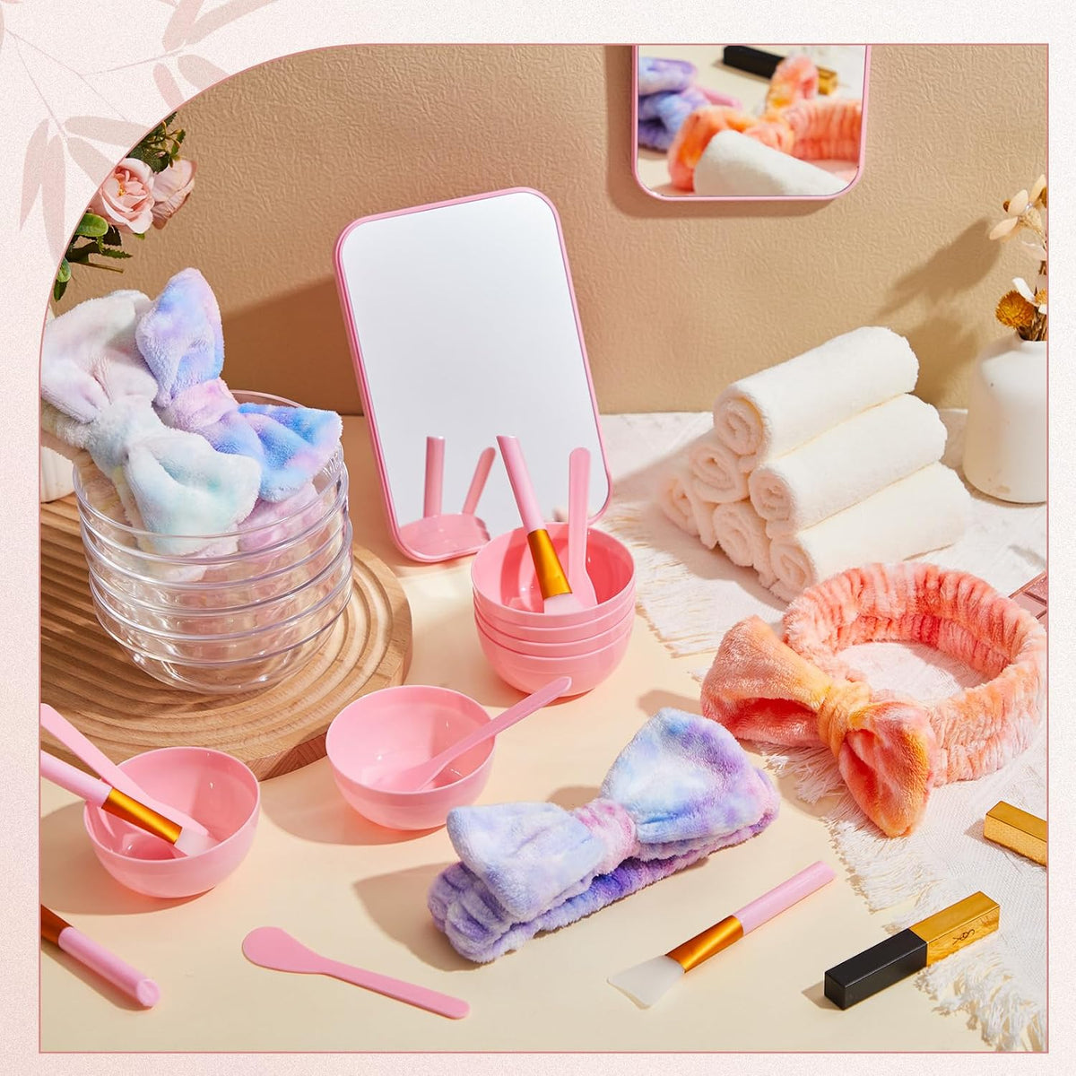 6 Kit Tie Dye Spa Party Supplies for Girls Women for Sleepover