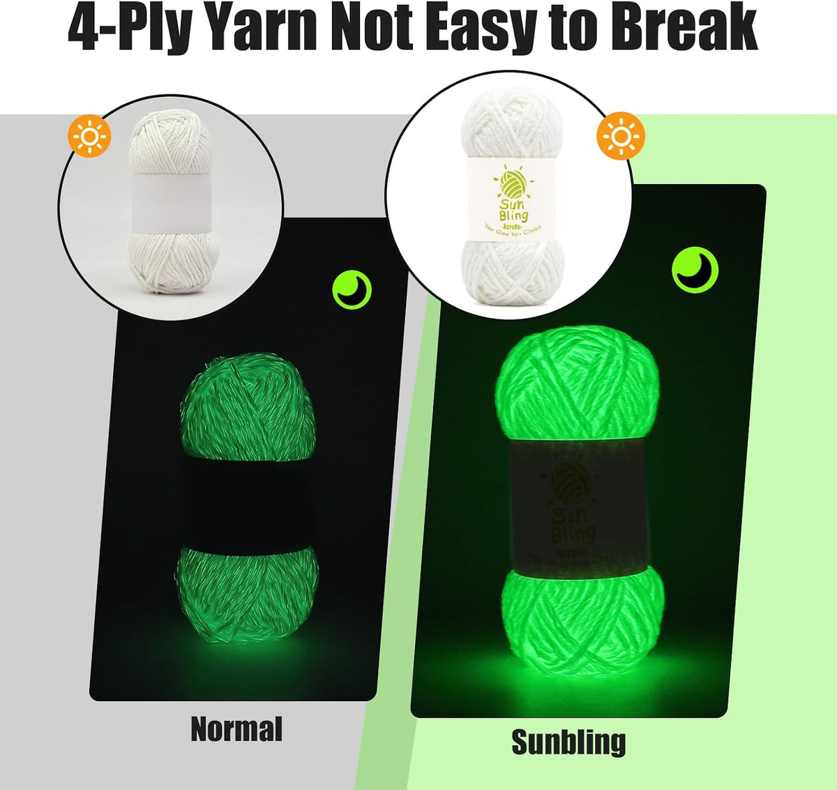 Crochet Yarn Glow in The Dark, Luminous 3 Pack of 5.29Oz/230Yards Acrylic Yarn for Handicraft Knitting, Light#3 Worsted Yarns Ideal for Beginners Adults, DIY Birthday Gifts for Women (Peach)