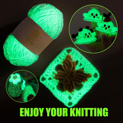 Crochet Yarn Glow in The Dark, Luminous 3 Pack of 5.29Oz/230Yards Acrylic Yarn for Handicraft Knitting, Light#3 Worsted Yarns Ideal for Beginners Adults, DIY Birthday Gifts for Women (Peach)