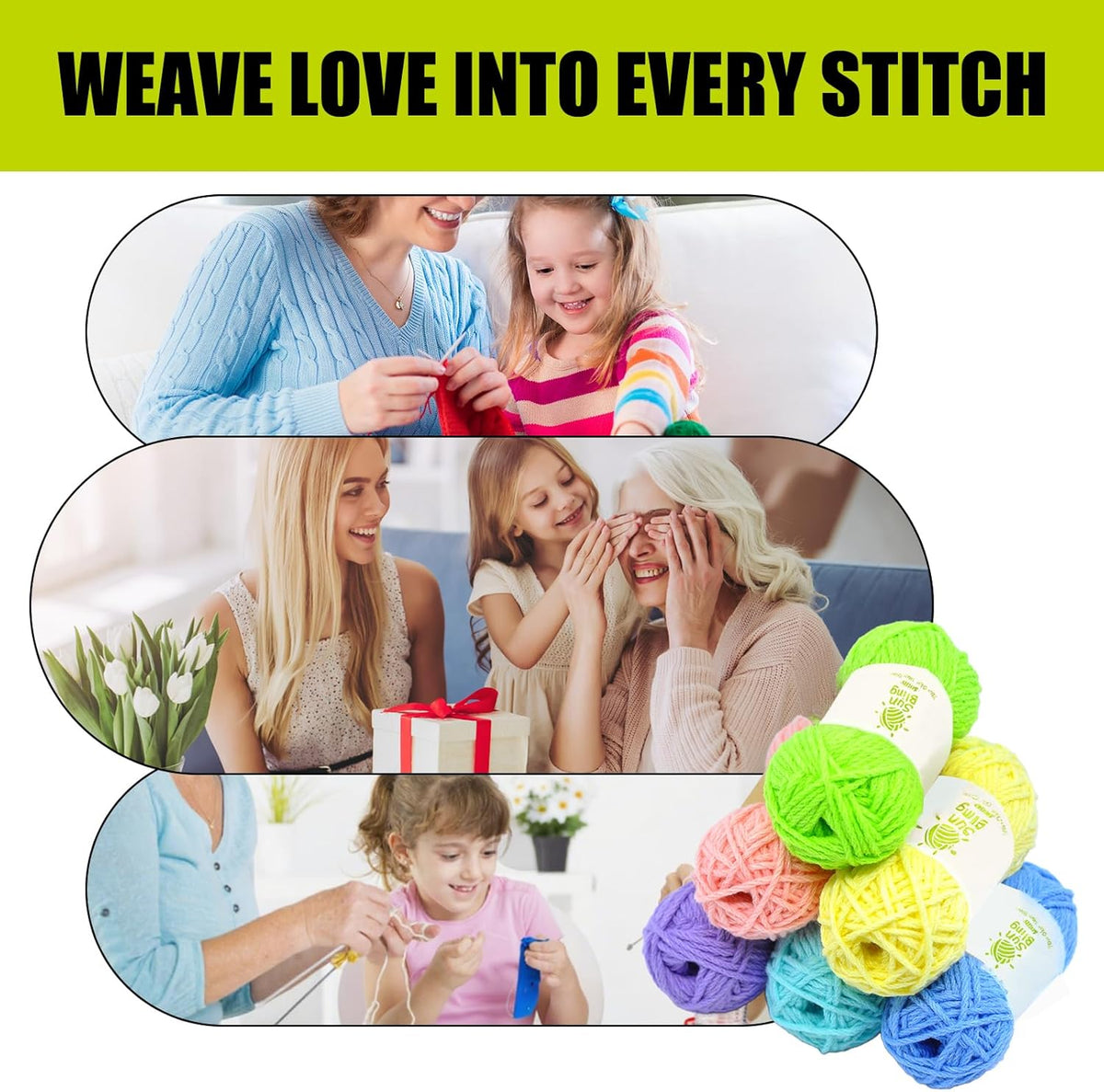 Crochet Yarn Glow in The Dark, Luminous 3 Pack of 5.29Oz/230Yards Acrylic Yarn for Handicraft Knitting, Light#3 Worsted Yarns Ideal for Beginners Adults, DIY Birthday Gifts for Women (Peach)