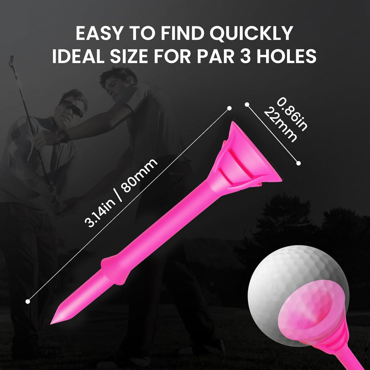 VEASAERS Plastic Pink Golf Tees Unbreakable 3 1/4 inch