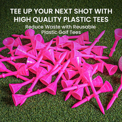 VEASAERS Plastic Pink Golf Tees Unbreakable 3 1/4 inch