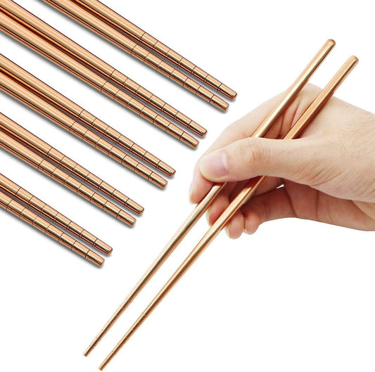 Stainless Steel Chopsticks, 5 Pairs, Rose Gold