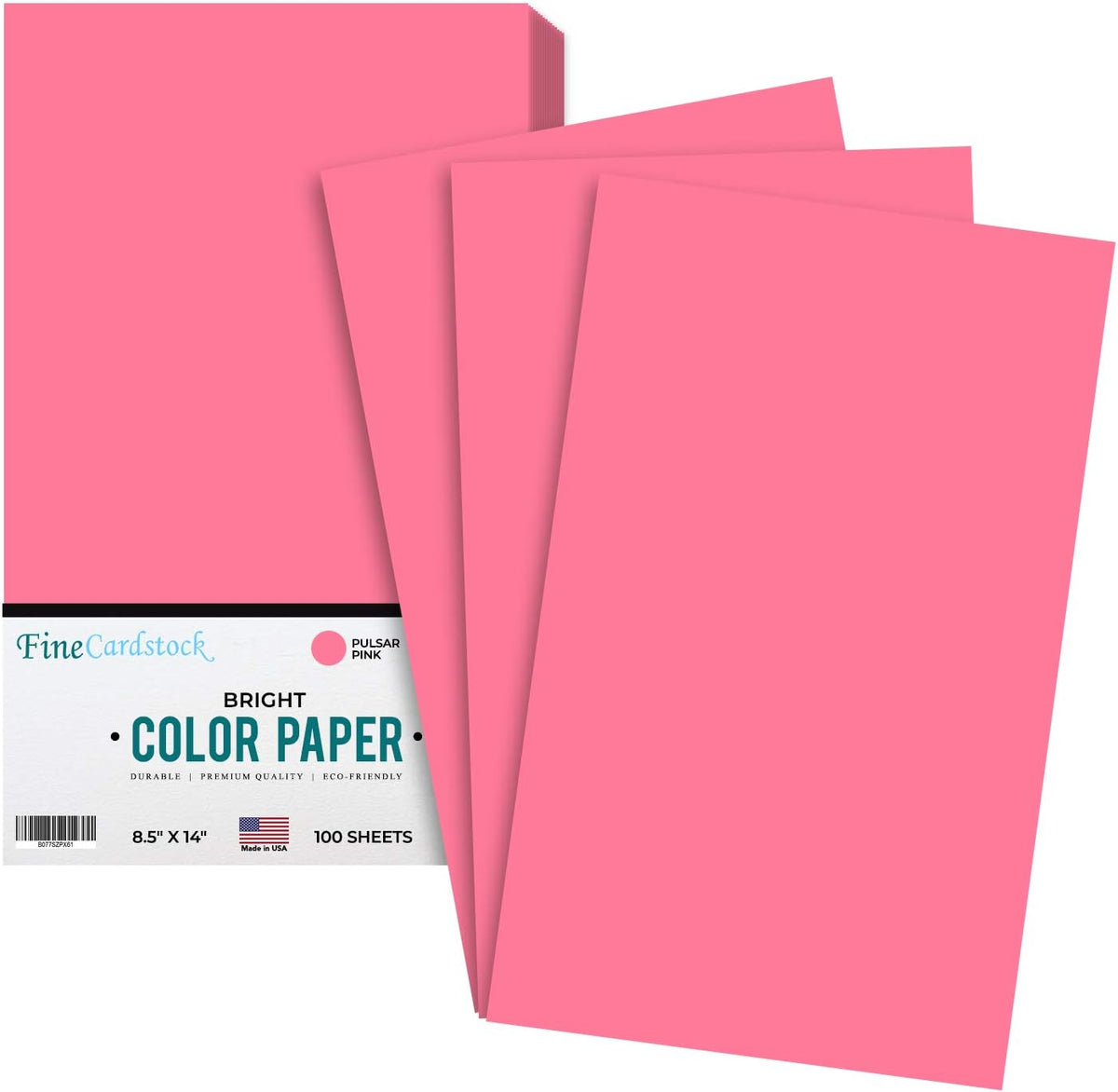 8.5 x 14" Pulsar Pink Color Paper Smooth, for School Office & Home Supplies, Holiday crafting, Arts and Crafts | Acid & Lignin Free | Legal/Menu Size | Regular 24lb Paper - 100 Sheets Per Pack