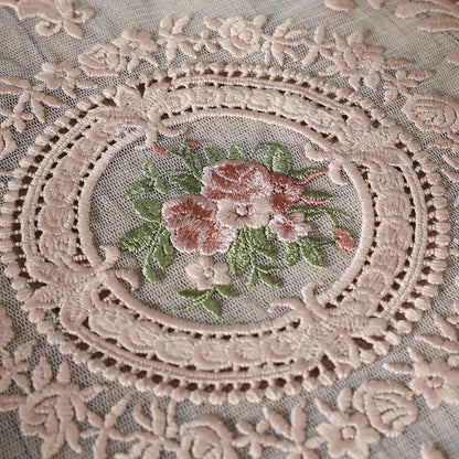 Embroidered Placemats Set of 2, Retro Handmand Place Mats Vintage Cup Vase Table Mat for Dining Table Kitchen Party -Dark Pink, 2PCS