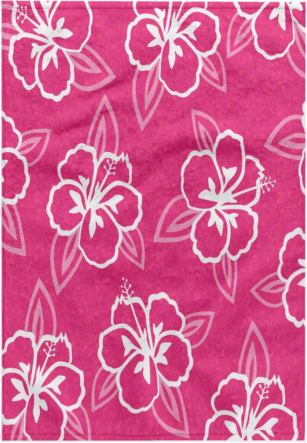 TWL_77501_1 Hawaiian Hibiscus Flower Print - Pink & White Towel, 15 x 22