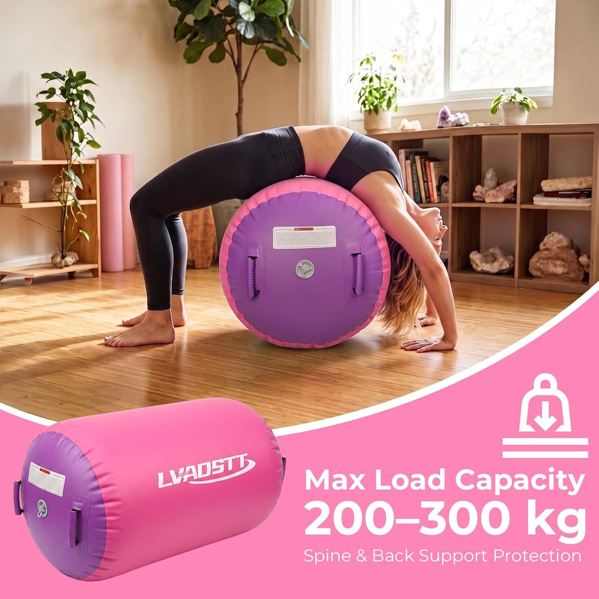 Gymnastics Air Barrel with Pump, Inflatable Back Handspring Trainer