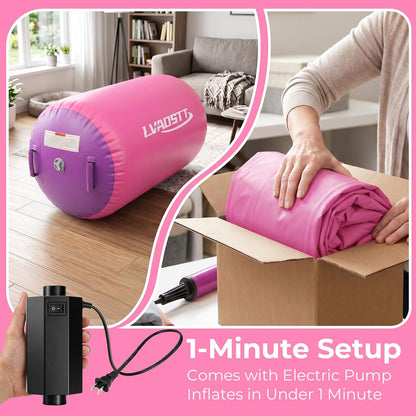 Gymnastics Air Barrel with Pump, Inflatable Back Handspring Trainer
