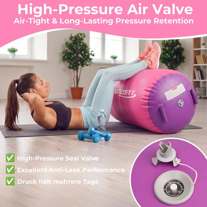 Gymnastics Air Barrel with Pump, Inflatable Back Handspring Trainer