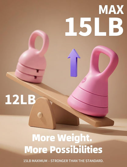 15LB Adjustable Kettlebell Set – 3-in-1 (5/9/15 LB), Compact Adjustable Weights, Wide Triangle Handle and Wrist-Friendly Design for Home Gym, Full-Body Workouts and Strength Training