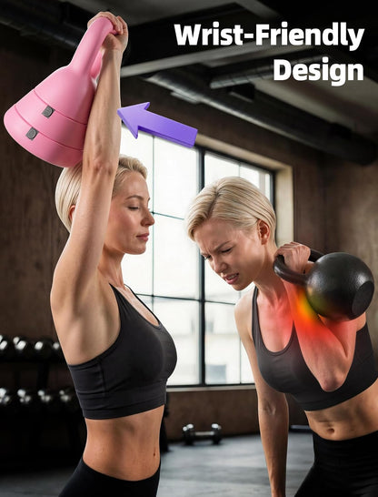 15LB Adjustable Kettlebell Set – 3-in-1 (5/9/15 LB), Compact Adjustable Weights, Wide Triangle Handle and Wrist-Friendly Design for Home Gym, Full-Body Workouts and Strength Training
