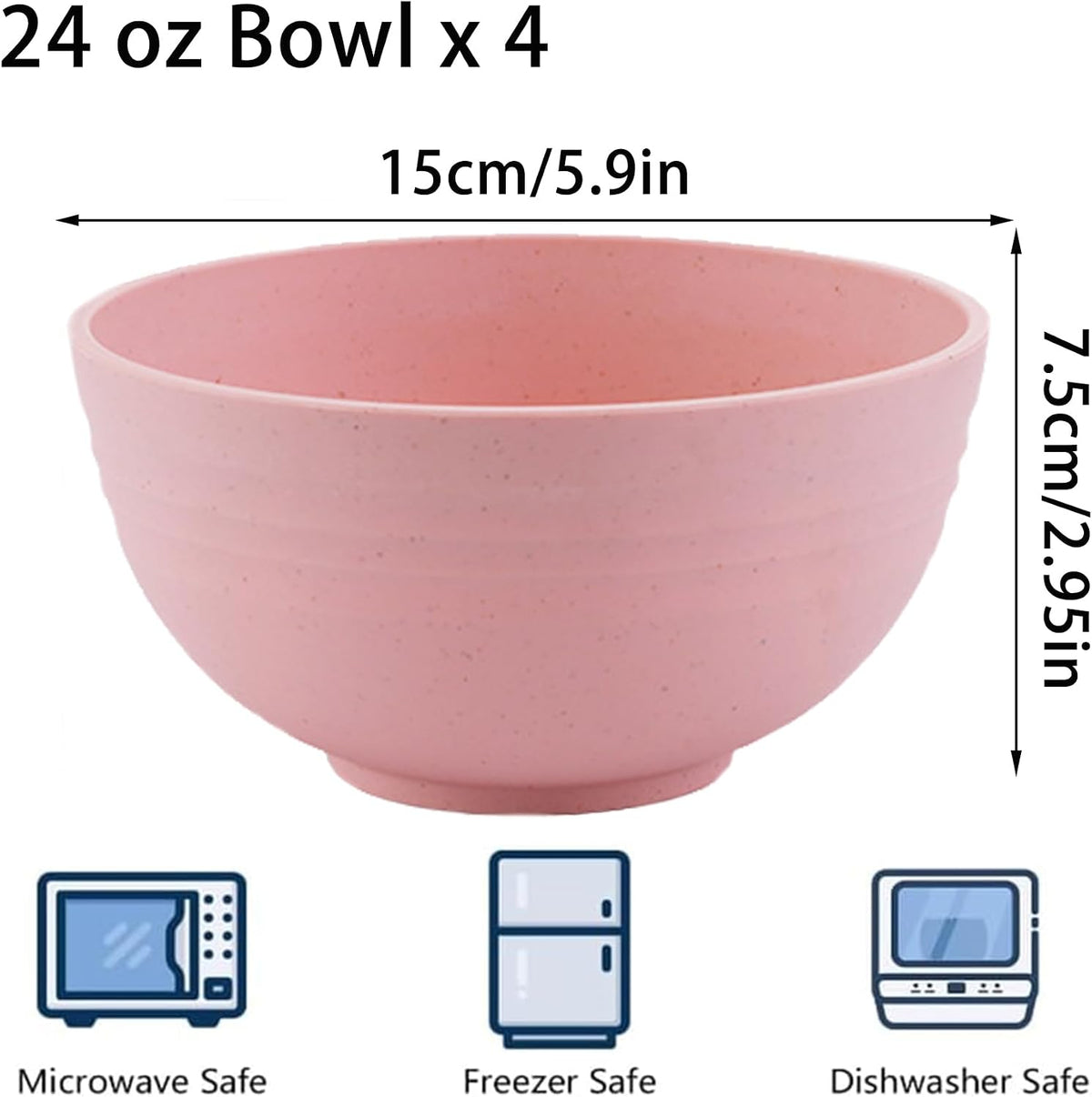 Unbreakable Wheat Straw Cereal Bowls 24 OZ Reusable Soup and Salad Bowl Set