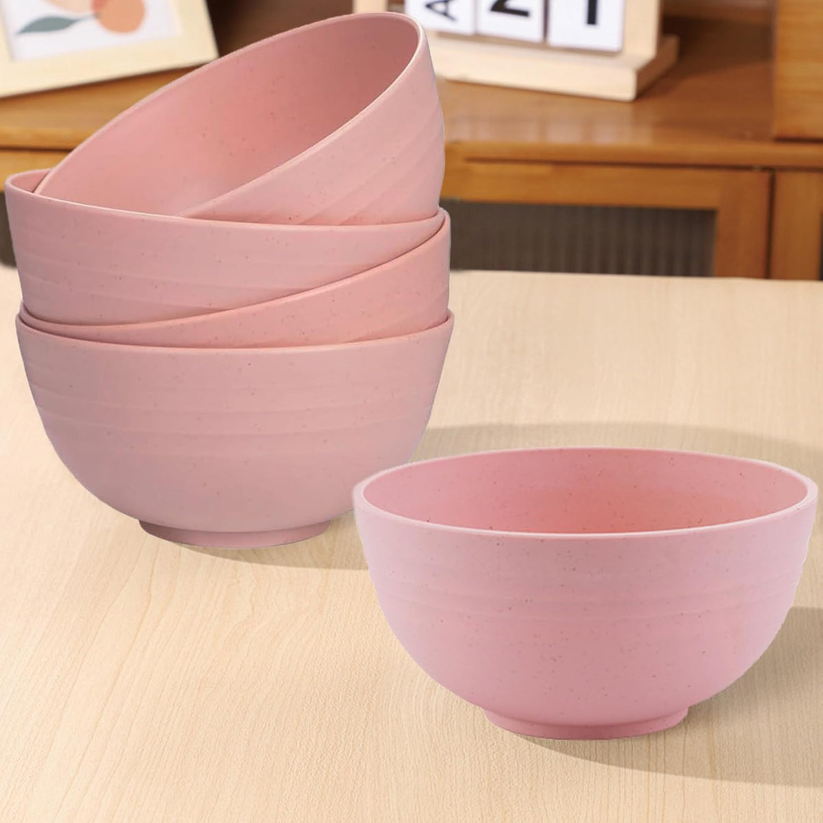 Unbreakable Wheat Straw Cereal Bowls 24 OZ Reusable Soup and Salad Bowl Set