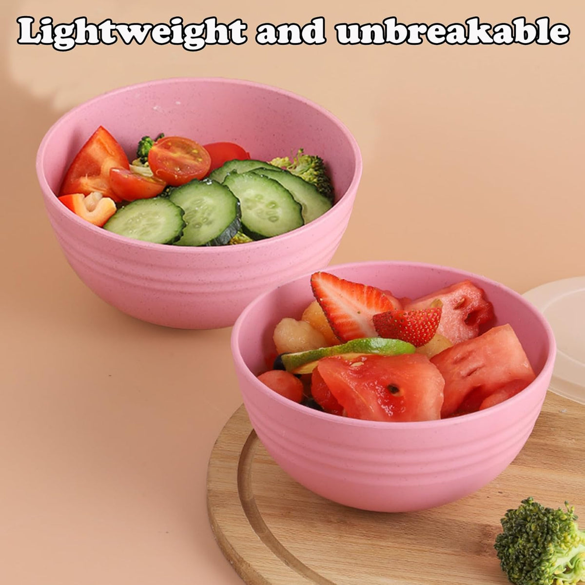 Unbreakable Wheat Straw Cereal Bowls 24 OZ Reusable Soup and Salad Bowl Set