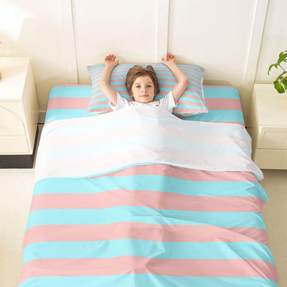 Abstract Striped Bed Sheets Twin Size Retro Pink and Blue Modern Stripes Sheet Set for Kids Teens Adults Geometric Striped Bedding Set Cute Horizontal Lines Sheets