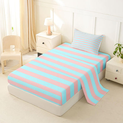 Abstract Striped Bed Sheets Twin Size Retro Pink and Blue Modern Stripes Sheet Set for Kids Teens Adults Geometric Striped Bedding Set Cute Horizontal Lines Sheets