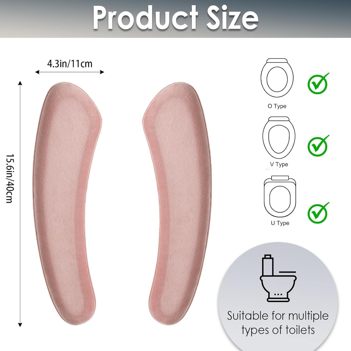 Thick and Elastic Toilet Seat Cover – Washable & Reusable with Double-Sided Hook and Loop Fastener for Easy Attachment – Cushioned Mat with Thick Sponge for Extra Comfort (Pink)