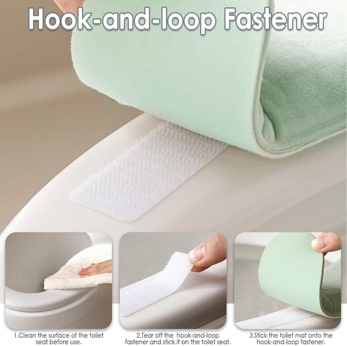 Thick and Elastic Toilet Seat Cover – Washable & Reusable with Double-Sided Hook and Loop Fastener for Easy Attachment – Cushioned Mat with Thick Sponge for Extra Comfort (Pink)