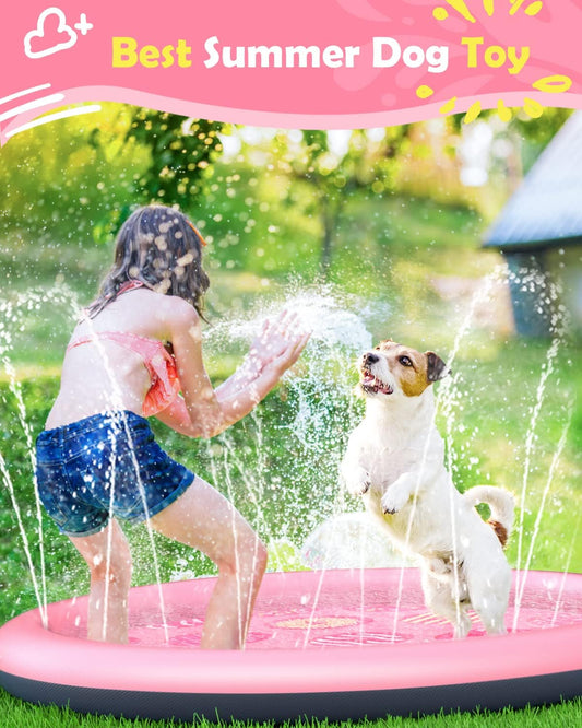 Dog Pool, Anti-Slip Splash Pad for Dogs, 67 in, Pink