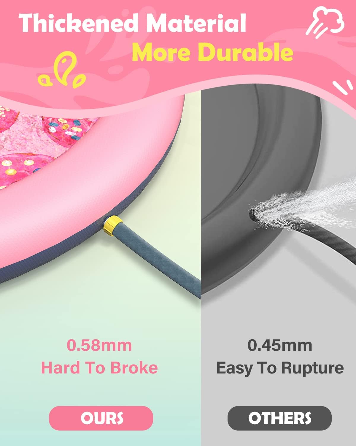 Dog Pool, Anti-Slip Splash Pad for Dogs, 67 in, Pink