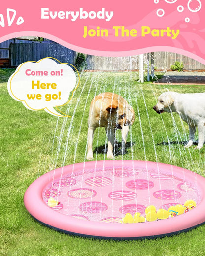 Dog Pool, Anti-Slip Splash Pad for Dogs, 67 in, Pink