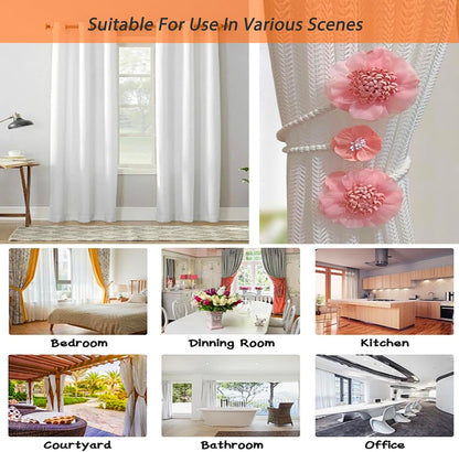2 Packs Flower Curtain Buckle,Handmade Artificial Flower Curtain Holdbacks Clips,Flexible Curtain Tiebacks Clips Elegant Decorative for Living Room Bedroom(Pink)