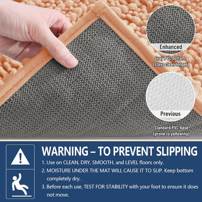 Bathroom Rugs Mat 24x16, Soft Absorbent Chenille Shaggy Bath Mat