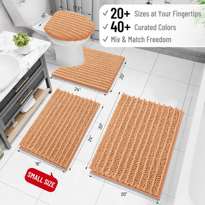 Bathroom Rugs Mat 24x16, Soft Absorbent Chenille Shaggy Bath Mat