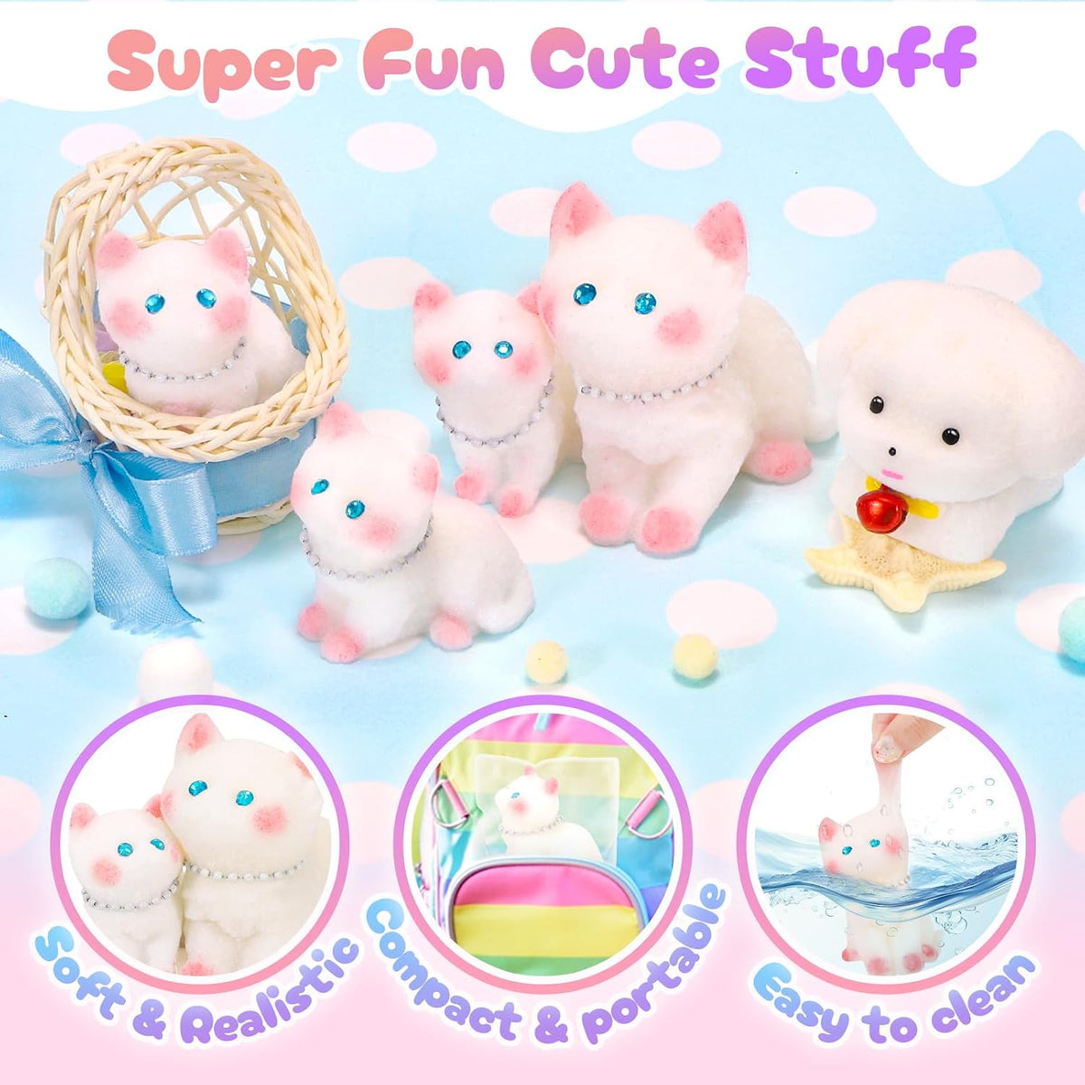 Squishy Fidget Toys Squeeze Soft Cat Dog for Stress Relief Cute Stuff Sensory Toys 5Pcs, Stocking Stuffers Pinata for Kids Party Favors Treasure Box Desk Toys for Classroom Anxiety Travel Gifts