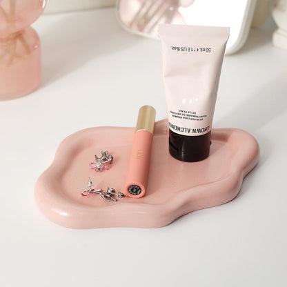 Jewelry Dish Trinket Tray for Women, Ring Dish Holder, Unique Cloud Shape Ceramic Plate Cute Things Vanity Aesthetic Room Decor Mother's Day Birthday (Pink)