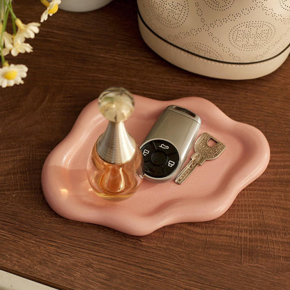 Jewelry Dish Trinket Tray for Women, Ring Dish Holder, Unique Cloud Shape Ceramic Plate Cute Things Vanity Aesthetic Room Decor Mother's Day Birthday (Pink)