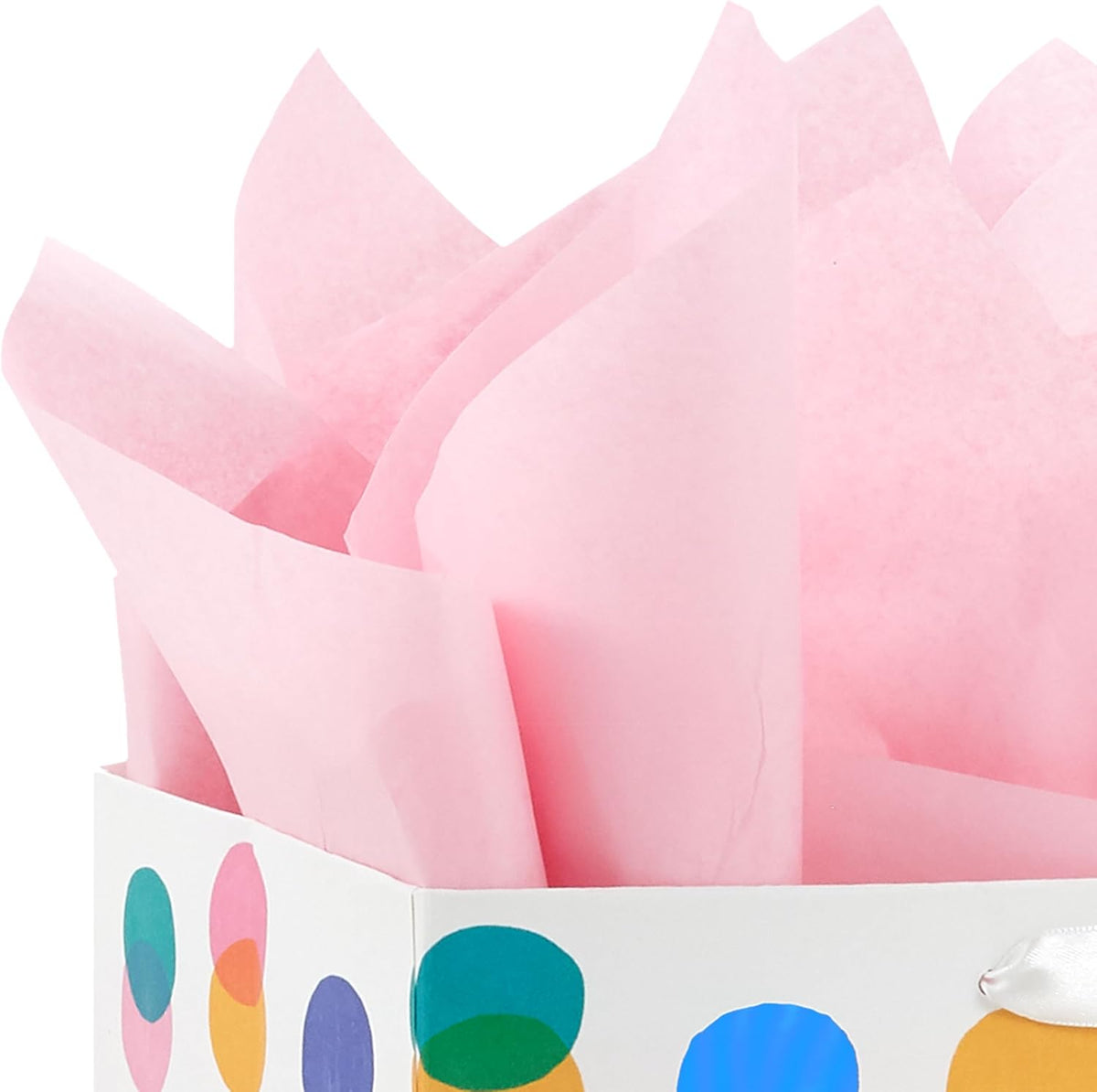 13" Large Gift Bag with Pink Tissue (Pink, Yellow, Foil Blue Dots)