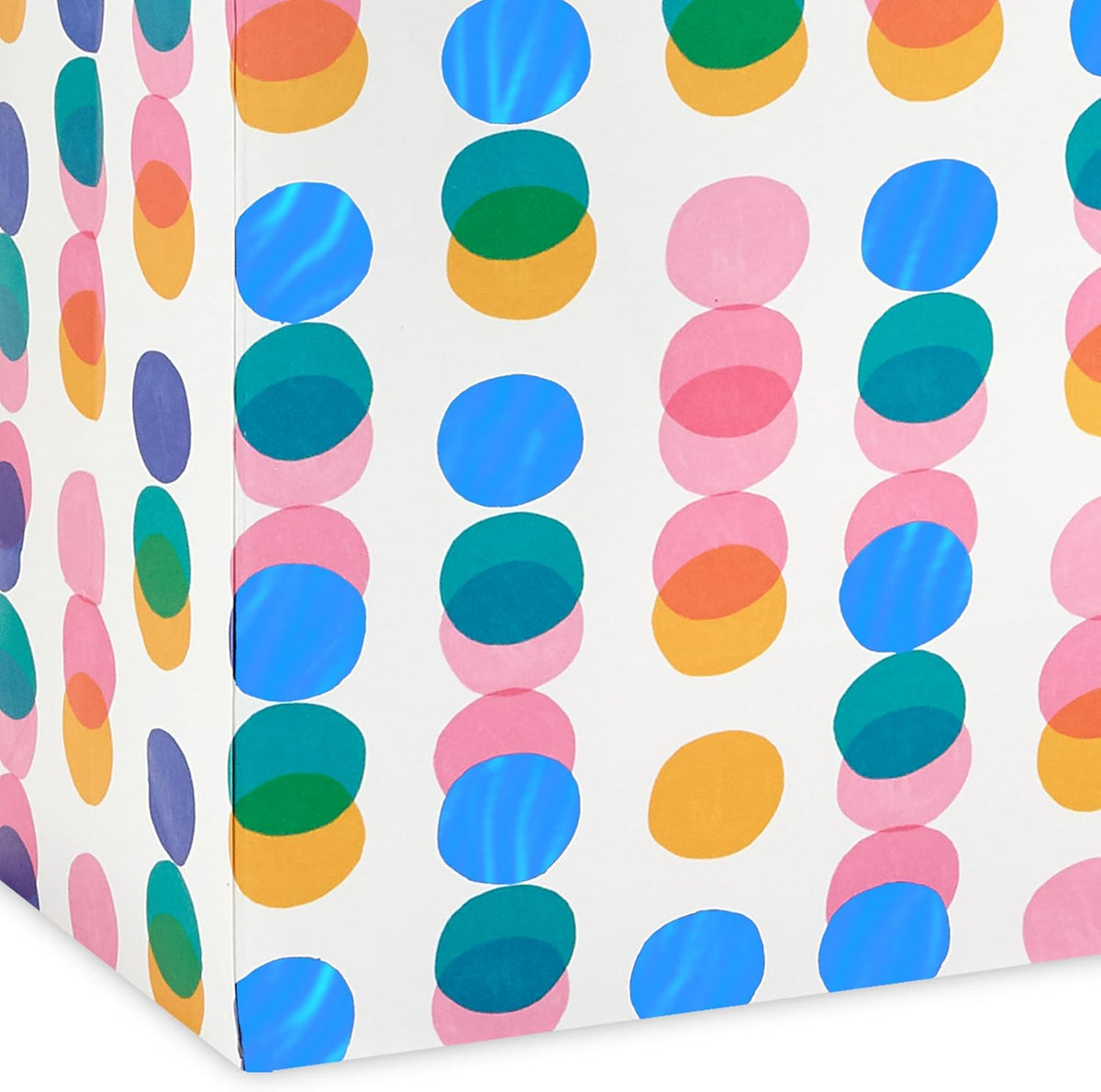13" Large Gift Bag with Pink Tissue (Pink, Yellow, Foil Blue Dots)