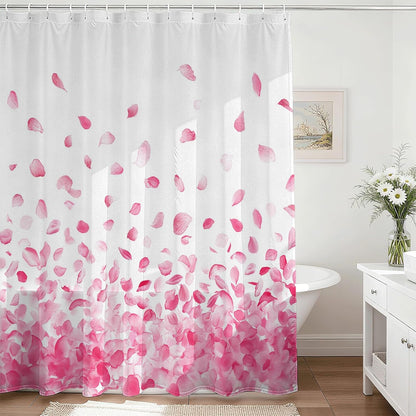 Pink Shower Curtain for Bathroom Romantic Pink Floral Petal Rain Shower Curtain for Pink Bathroom Decor Waterproof Fabric Bath Curtain 72 X 72 Inch