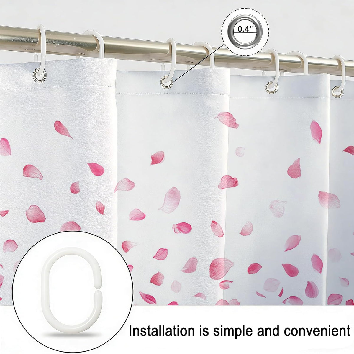 Pink Shower Curtain for Bathroom Romantic Pink Floral Petal Rain Shower Curtain for Pink Bathroom Decor Waterproof Fabric Bath Curtain 72 X 72 Inch