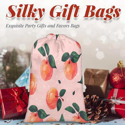 Aglebo Watercolor Peaches Reusable Christmas Gift Bag Set with Drawstring 30" x 20" Xmas Treats Bags Funny Design for Party Birthday Xmas Presents Wrapping Bags (1 Pack)
