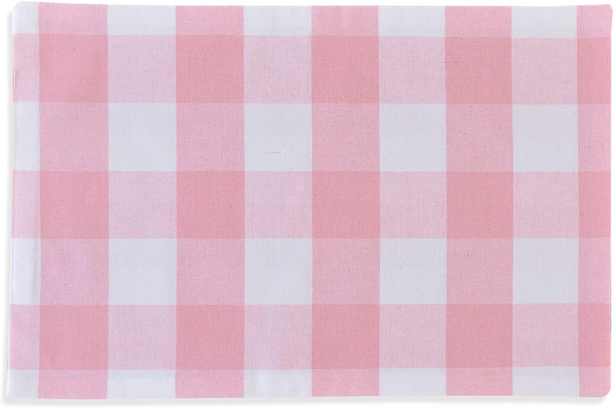 Pink & White Placemats Cotton Buffalo Check Gingham Farmhouse Set of 4 Heat Resistant 2 Side Dining Table Place Mats for Kitchen Table, 12 x 18 inches