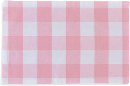 Pink & White Placemats Cotton Buffalo Check Gingham Farmhouse Set of 4 Heat Resistant 2 Side Dining Table Place Mats for Kitchen Table, 12 x 18 inches