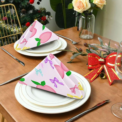 Bow Peach Satin Napkins 20x20 in,Soft Washable Cloth Dinner Napkins Square Table Napkins Decor for Party Wedding Banquet and Dinner 4PCS