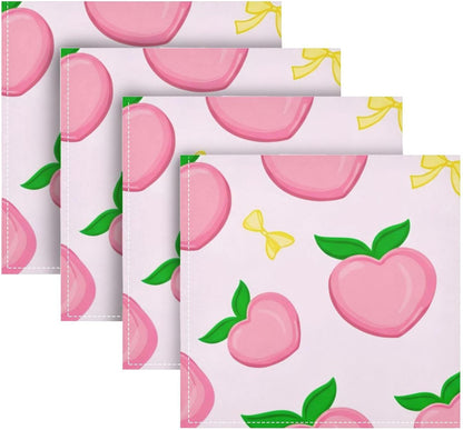 Bow Peach Satin Napkins 20x20 in,Soft Washable Cloth Dinner Napkins Square Table Napkins Decor for Party Wedding Banquet and Dinner 4PCS